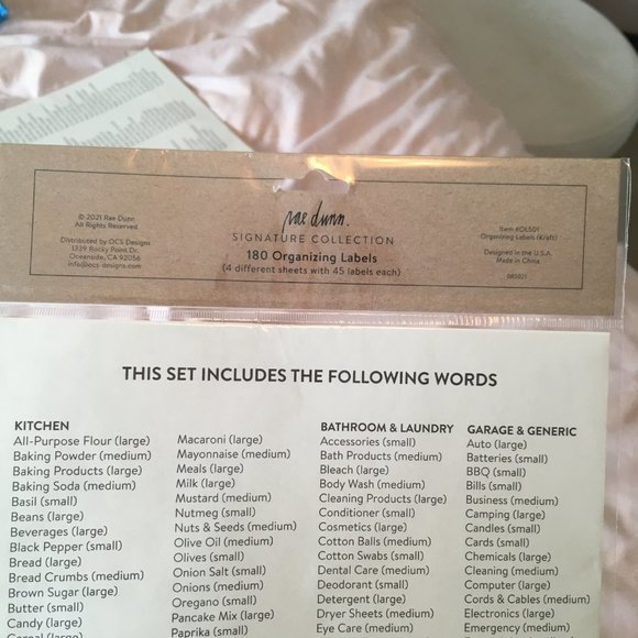 Rae Dunn 180 Organizing labels stickers kitchen bathroom laundry garage generic - Picture 3 of 3